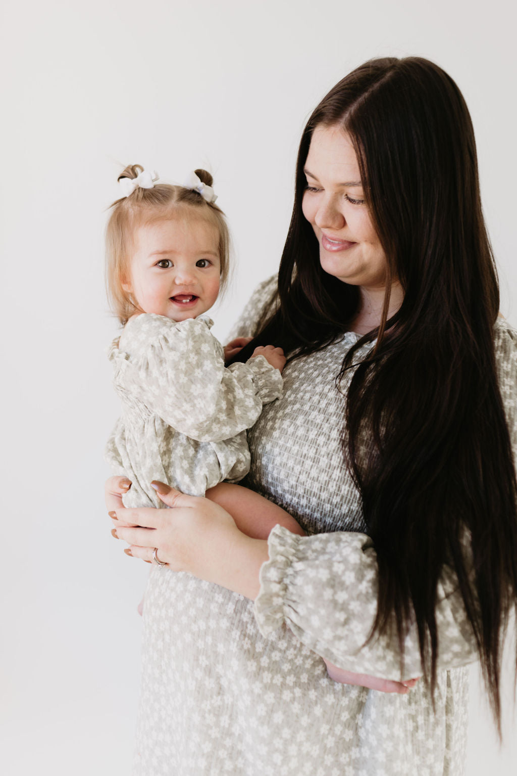 ruffle romper // french gray floral (mama + me)