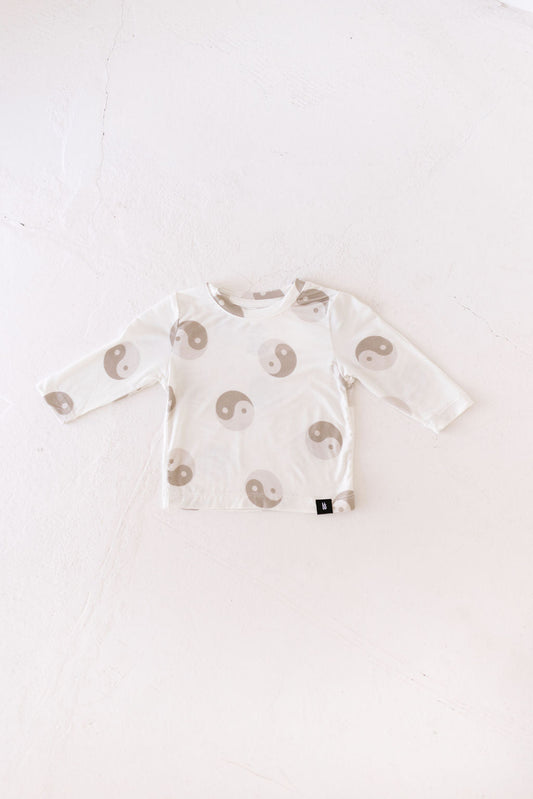 long-sleeve bamboo tshirt // tan yin-yang (sizing up to 10/12)