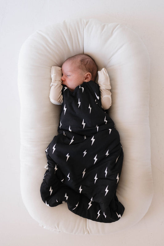 bamboo sleep sack // midnight lightning bolt