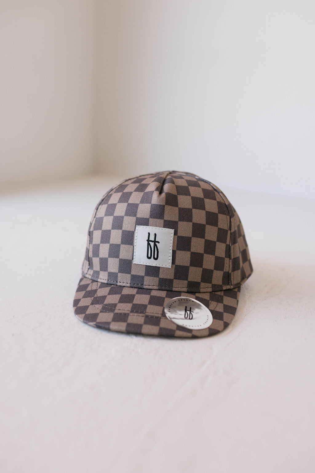 baby/children's trucket hat // faded brown checkerboard