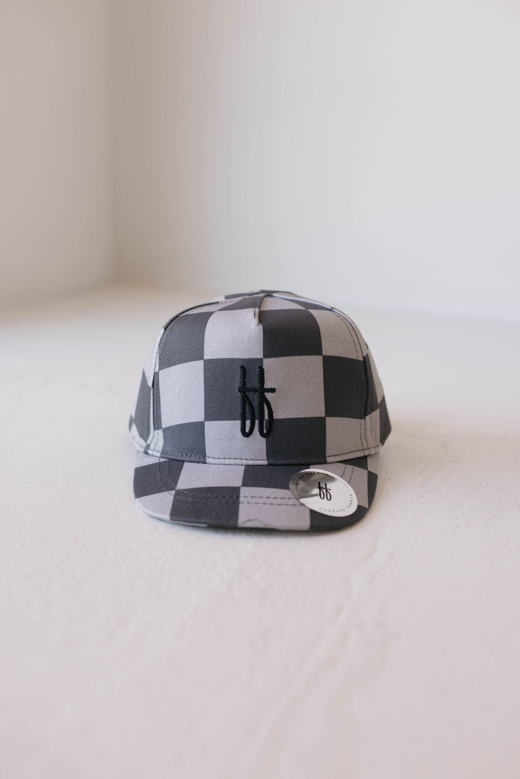 baby/children's trucker hat // black + gray checkerboard