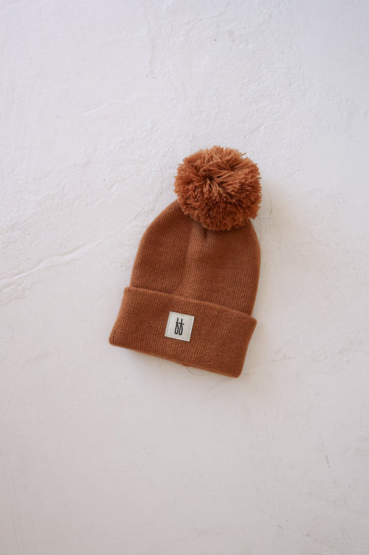 baby/children's knit pom beanie // rust