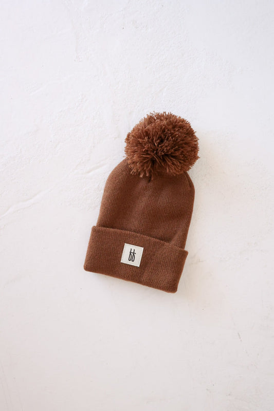 baby/children's knit pom beanie // chestnut