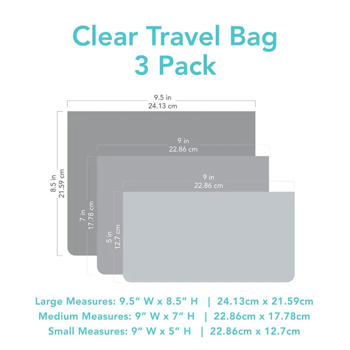 clear travel bags // charcoal checkered (set of 3!)