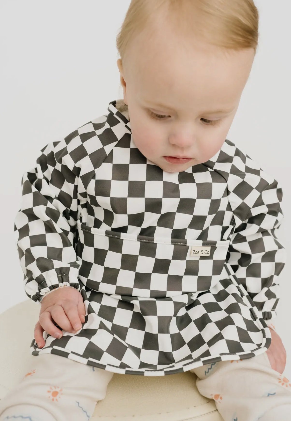 sleeved catch-all bib // checkered