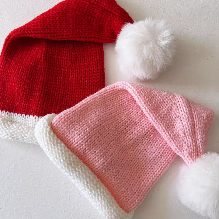 knit santa hat // pink