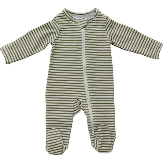 buttery soft cotton footie // olive stripe
