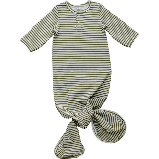 buttery soft cotton knot gown // olive stripe