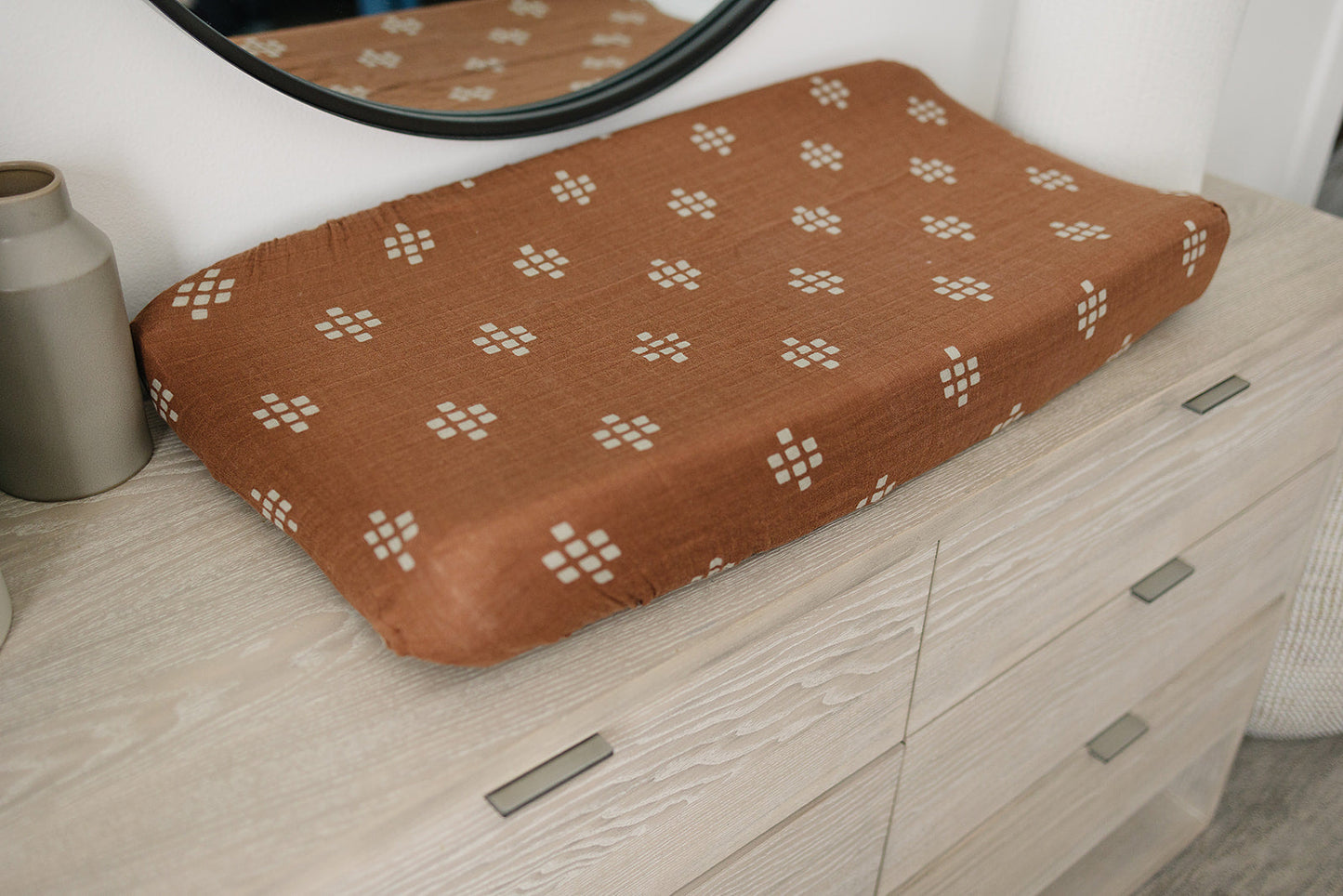 muslin changing pad cover // boho chestnut