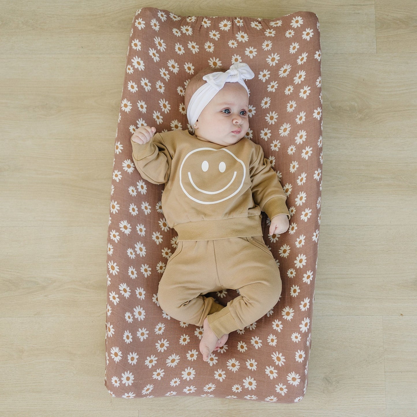 muslin changing pad cover // mauve daisy