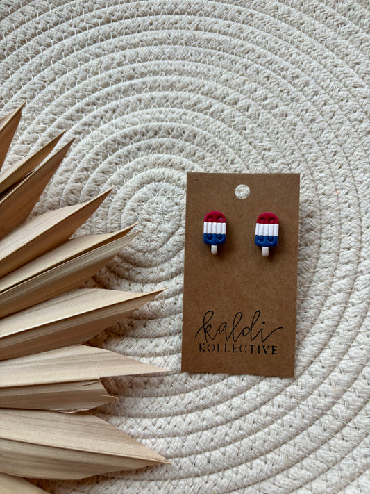 patriotic popsicle studs // handmade polymer clay earrings