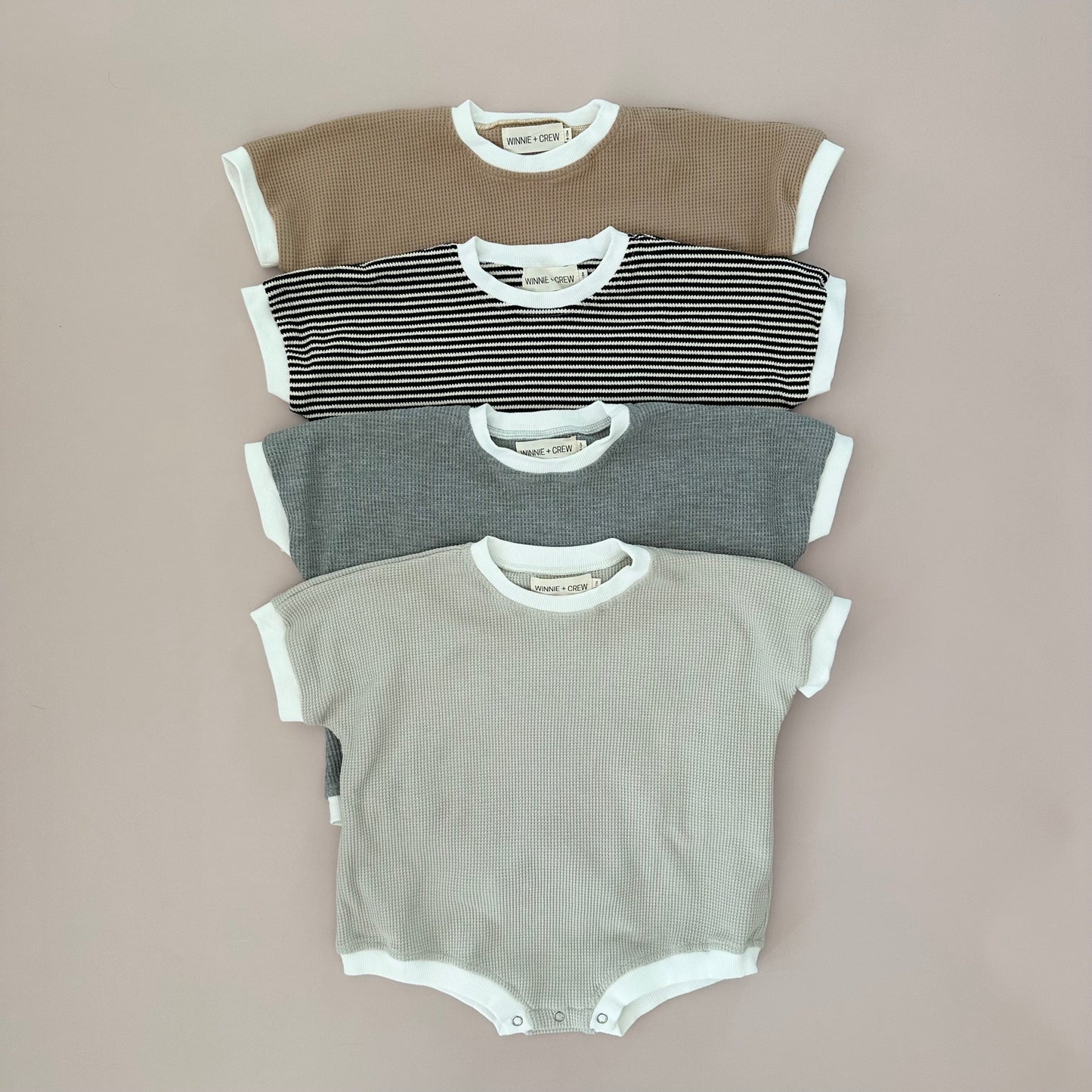 ezra waffle romper // grey