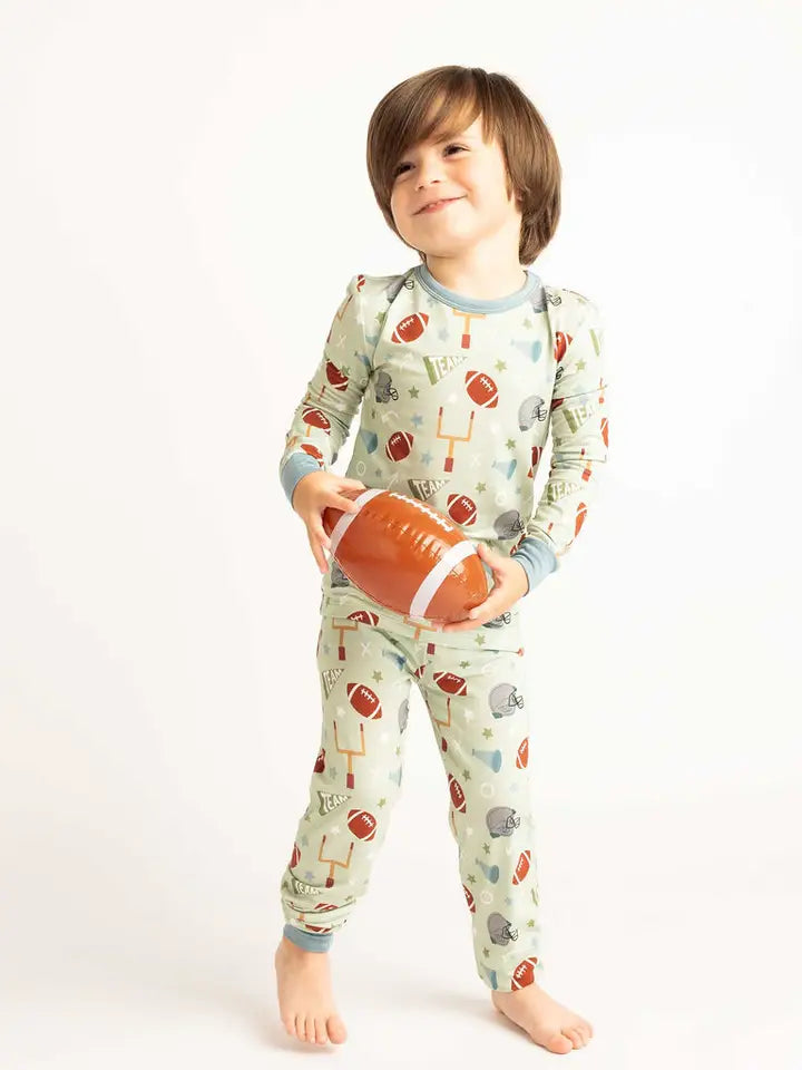 BLUE gameday football bamboo pajamas // ZIPPY or LONG-SLEEVE TWO-PIECE