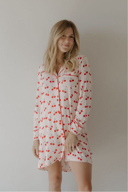 women’s bamboo night gown // cherry orchard