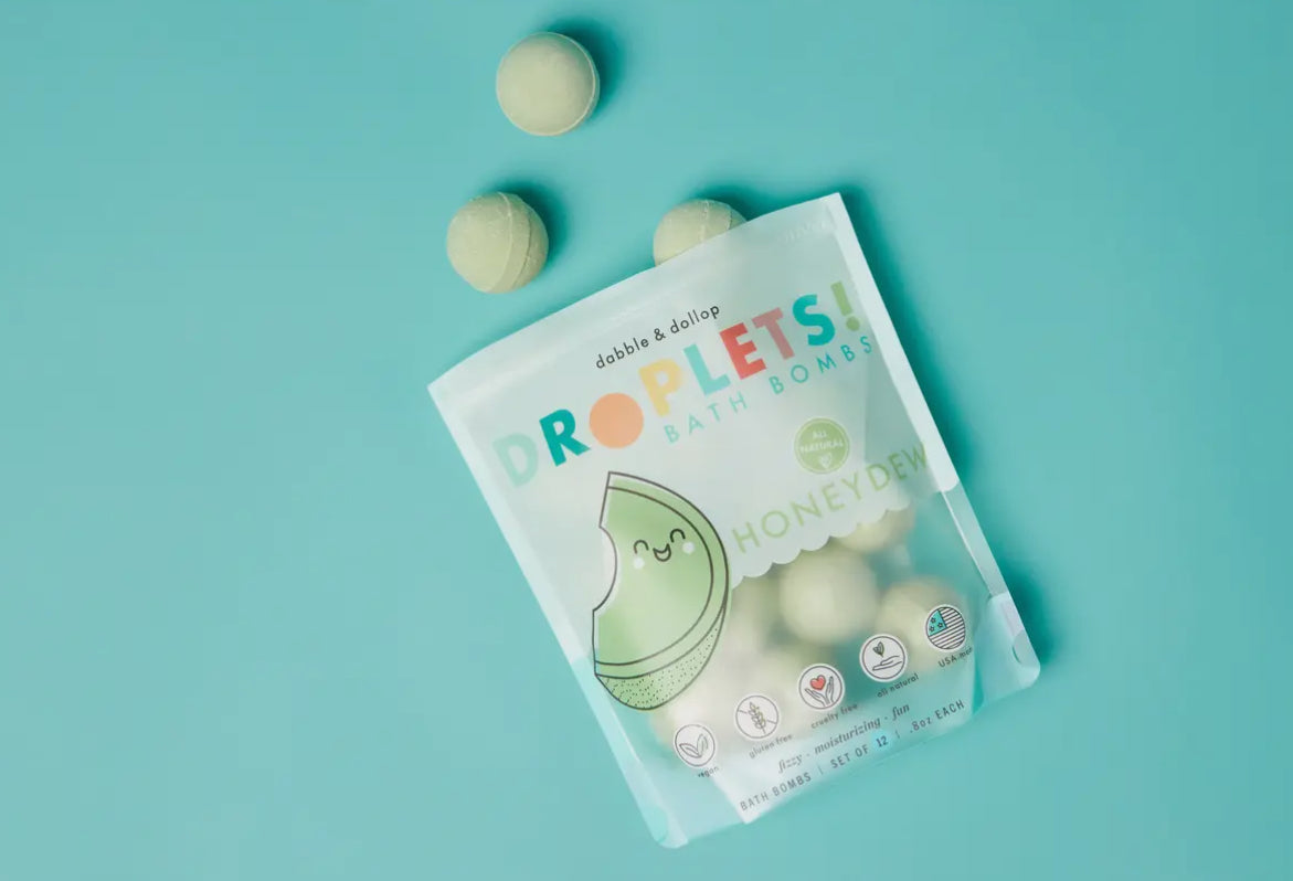 dabble & dollop droplets // all-natural mini bath bombs // honeydew melon