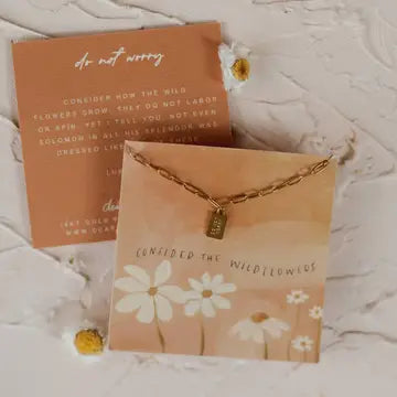 mini tag necklace // do not worry (14k gold)