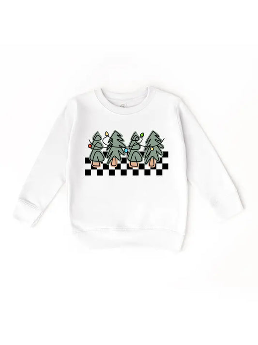 checkered christmas tree sweatshirt