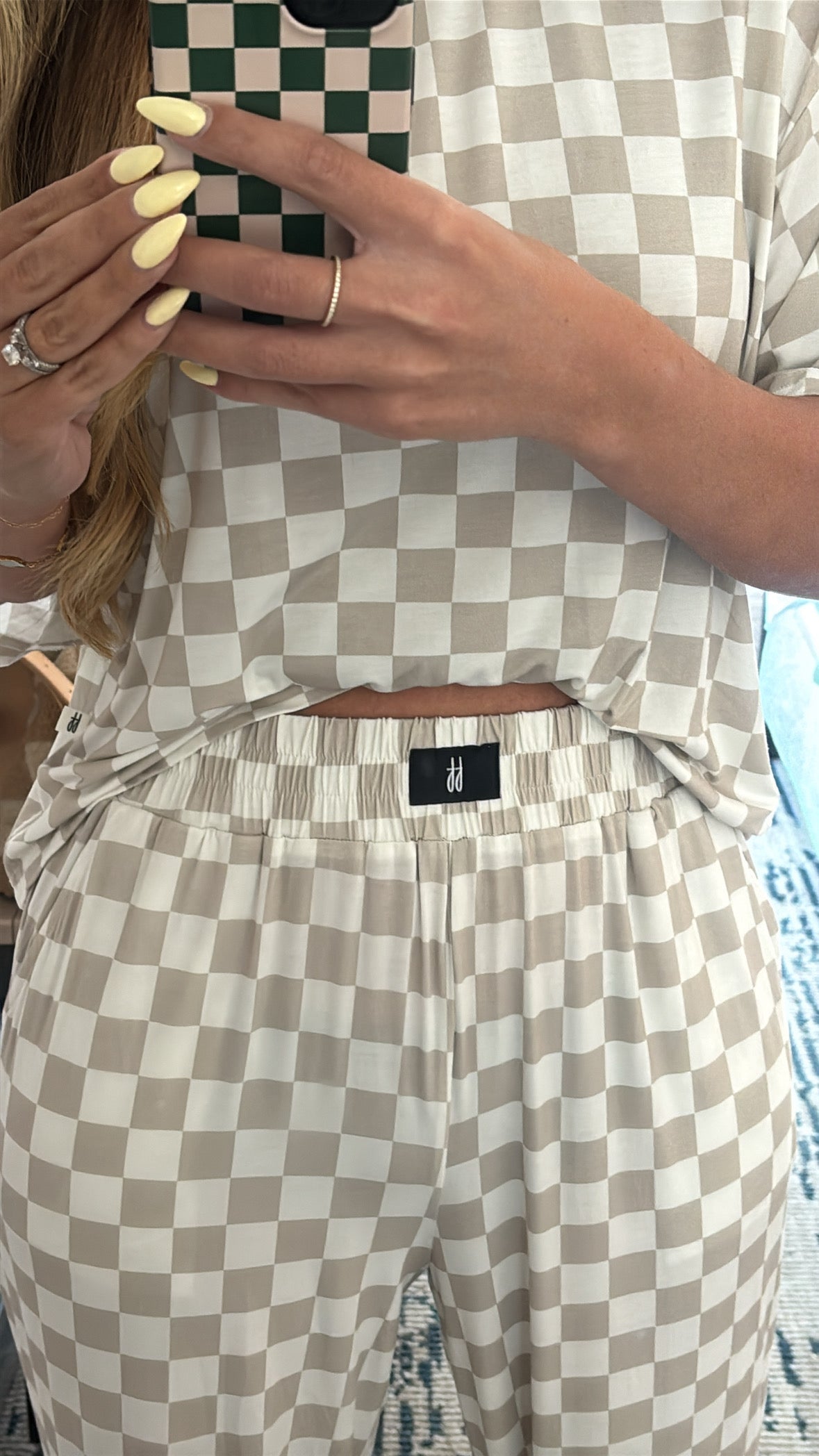 women's bamboo boxy tee lounge set // checkerboard (mama + me)