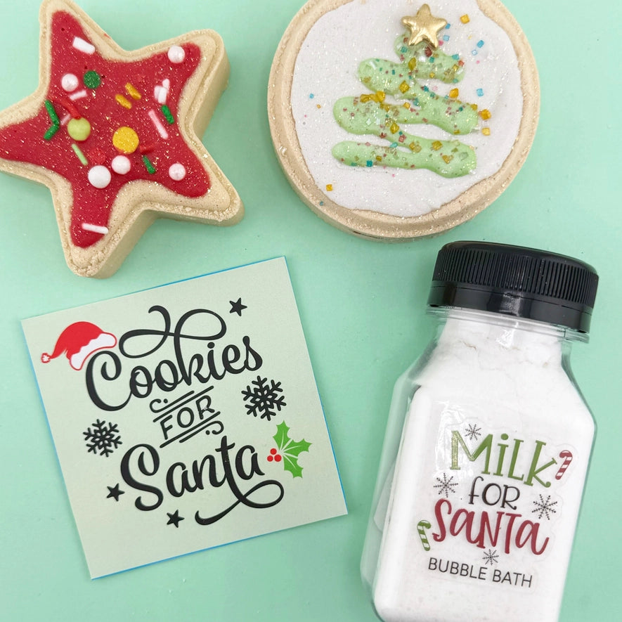 milk and cookies for santa bath bomb / bubble bath gift box