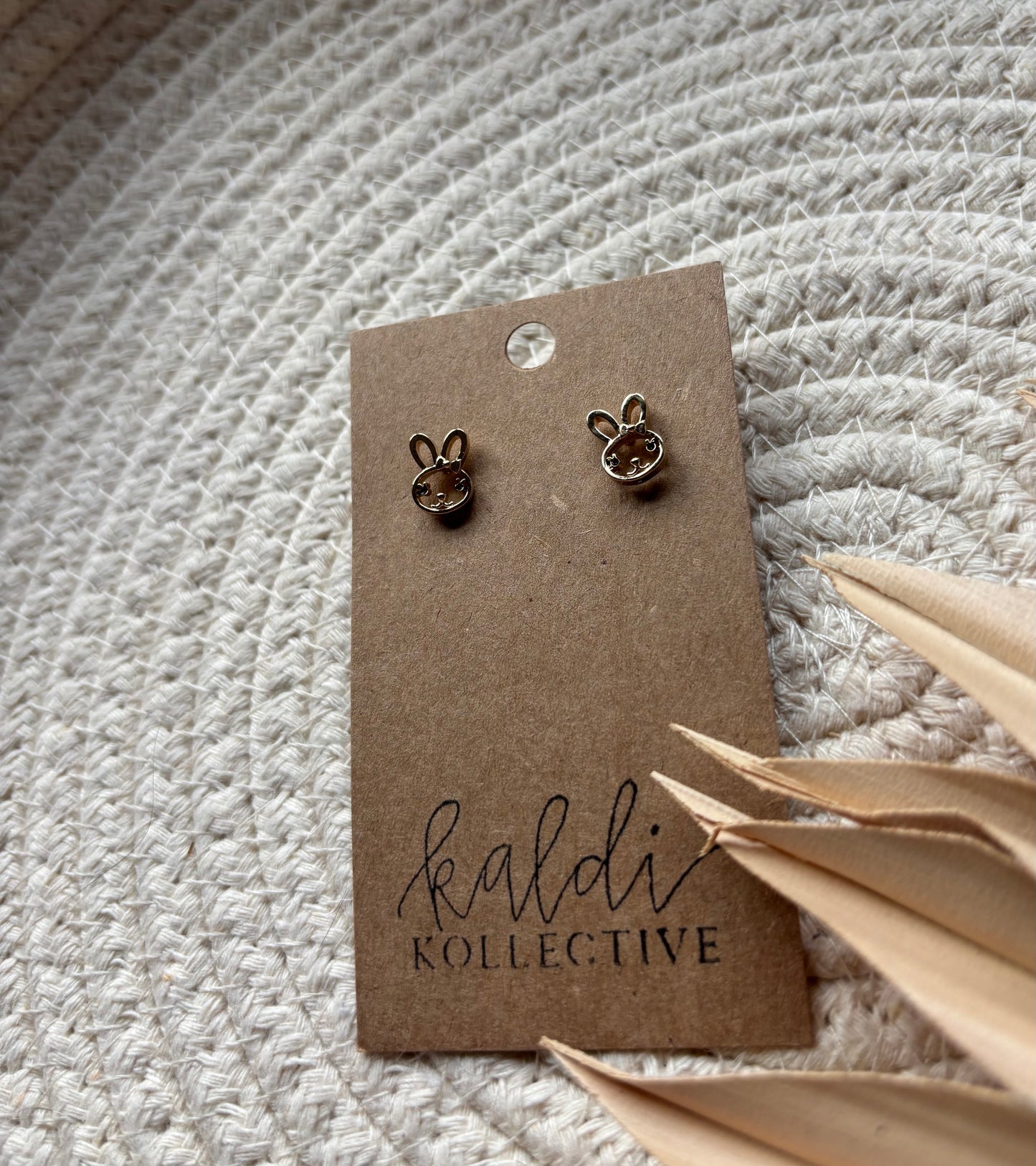 gold bunny stud earrings