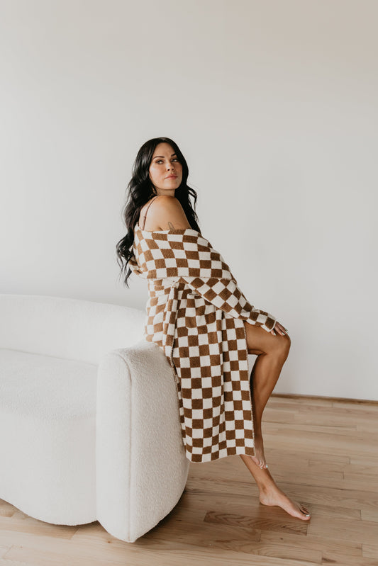 adult hooded robe // checkered