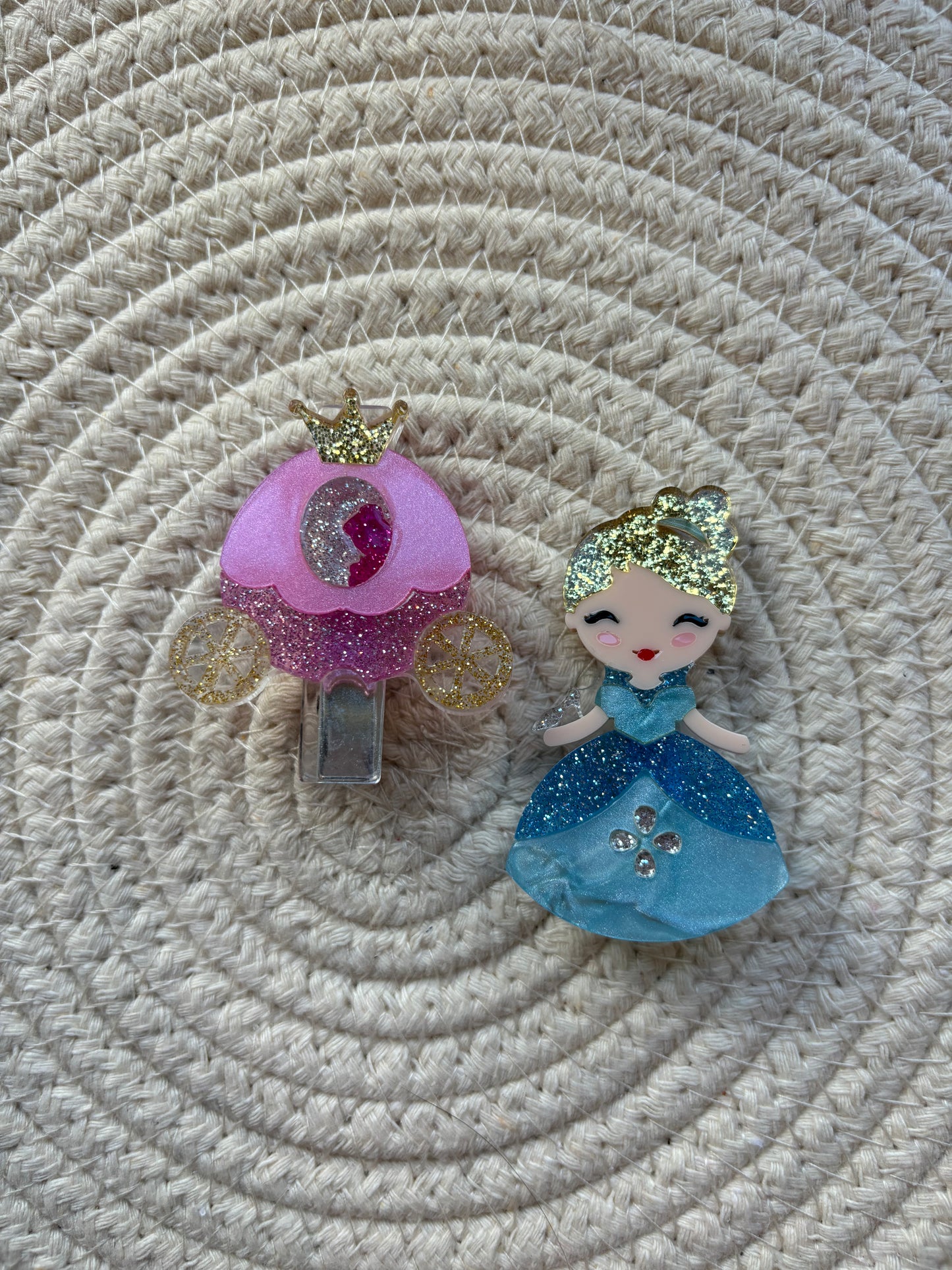 glass slipper princess + carriage hair clips // set of 2