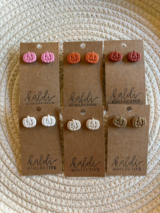 jack o lantern studs // handmade polymer clay earrings