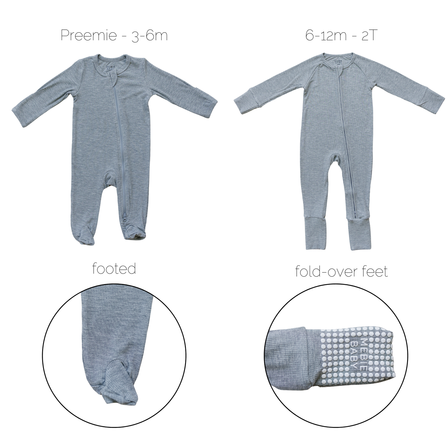 heather grey ribbed bamboo pajamas // ZIPPY