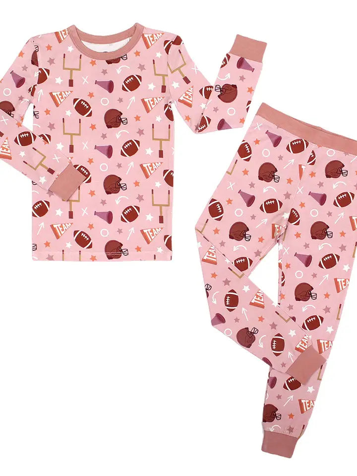 PINK gameday football bamboo pajamas // ZIPPY or LONG-SLEEVE TWO-PIECE