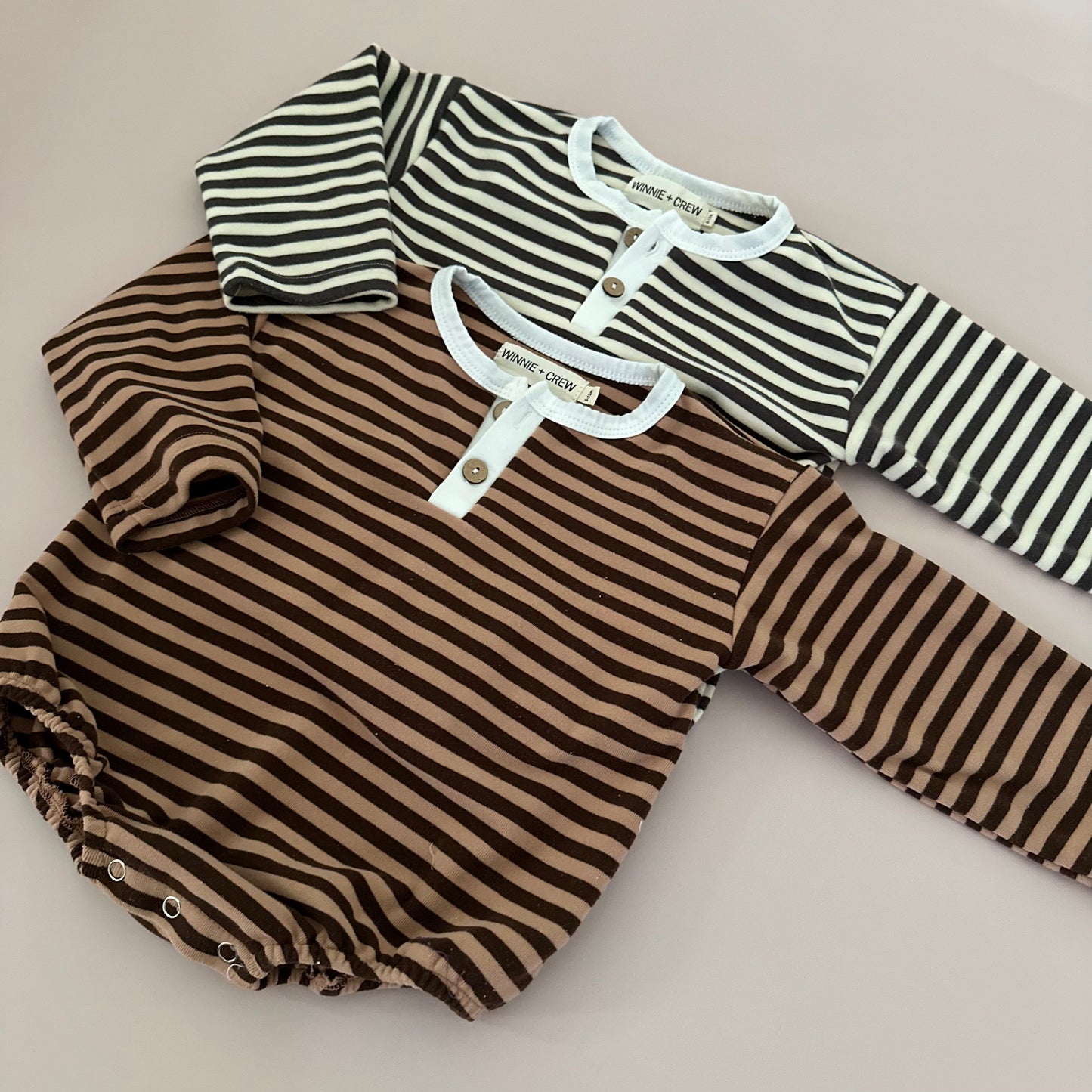 kirby striped romper // brown