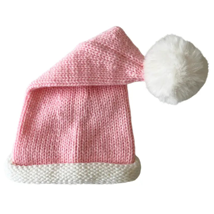 knit santa hat // pink