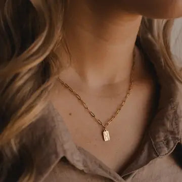 mini tag necklace // believe in miracles (14k gold)