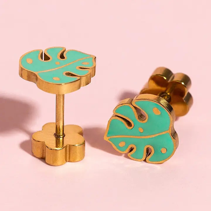 palm leaf 18k gold flatback studs // FLASH PREORDER! // open until 6.7 and ships mid-june