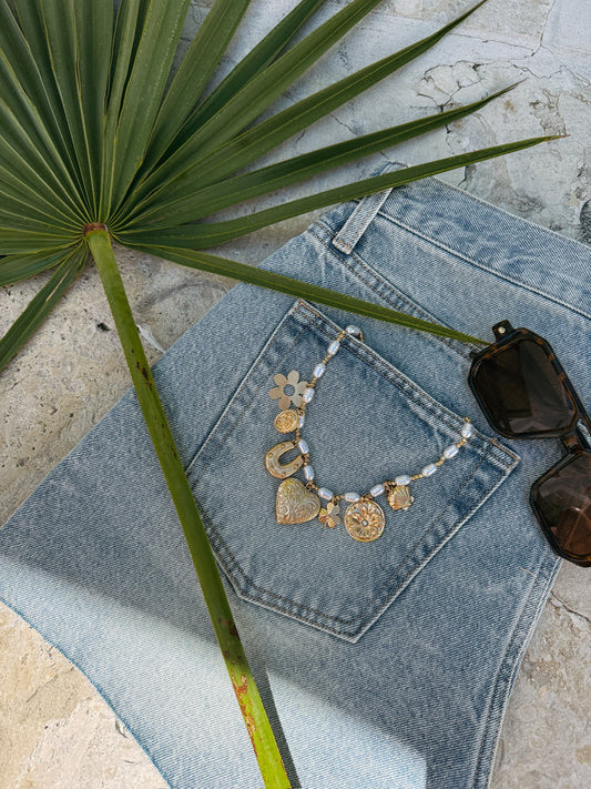 lucky pearl charm necklace