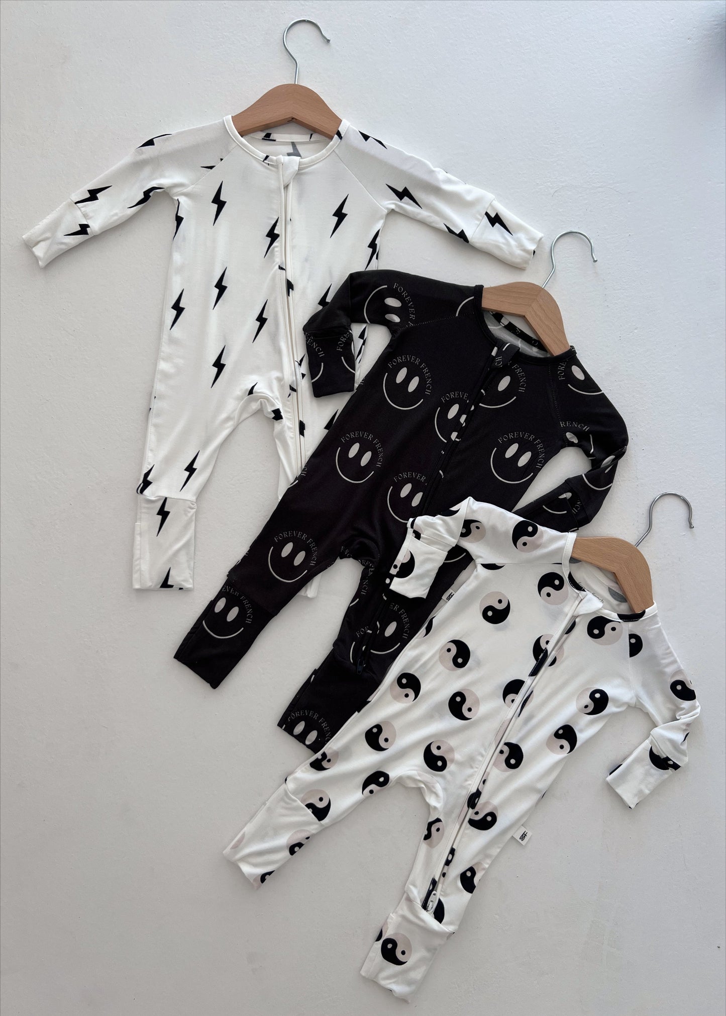 black + white yin yang bamboo pajamas // ZIPPY