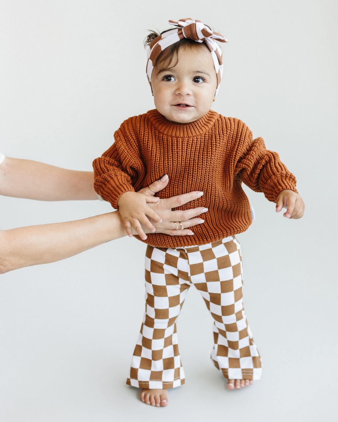 checkered flare pants // copper (*available in extended sizing up to 8/9*)