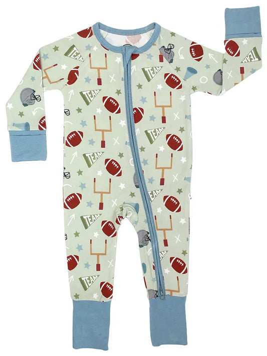 BLUE gameday football bamboo pajamas // ZIPPY or LONG-SLEEVE TWO-PIECE