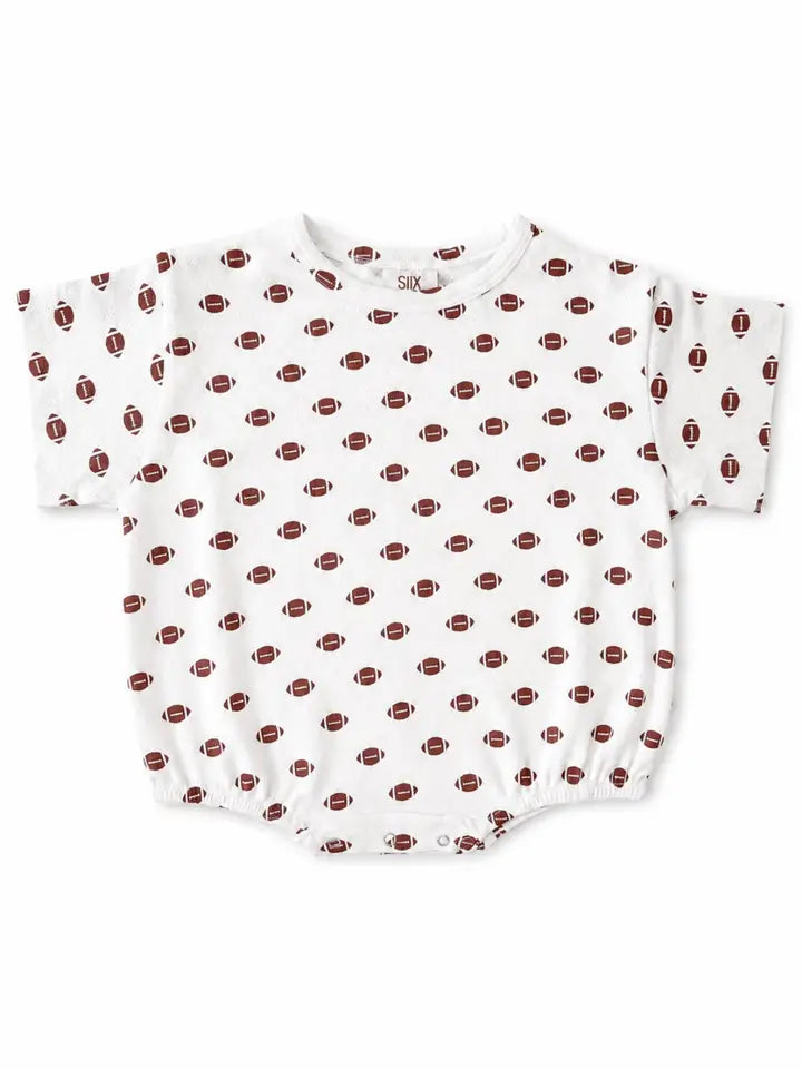 football pointelle bubble romper