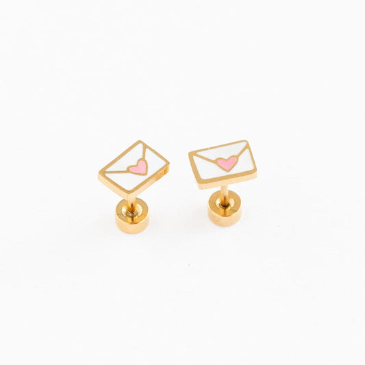 love note flat back studs // 18k gold