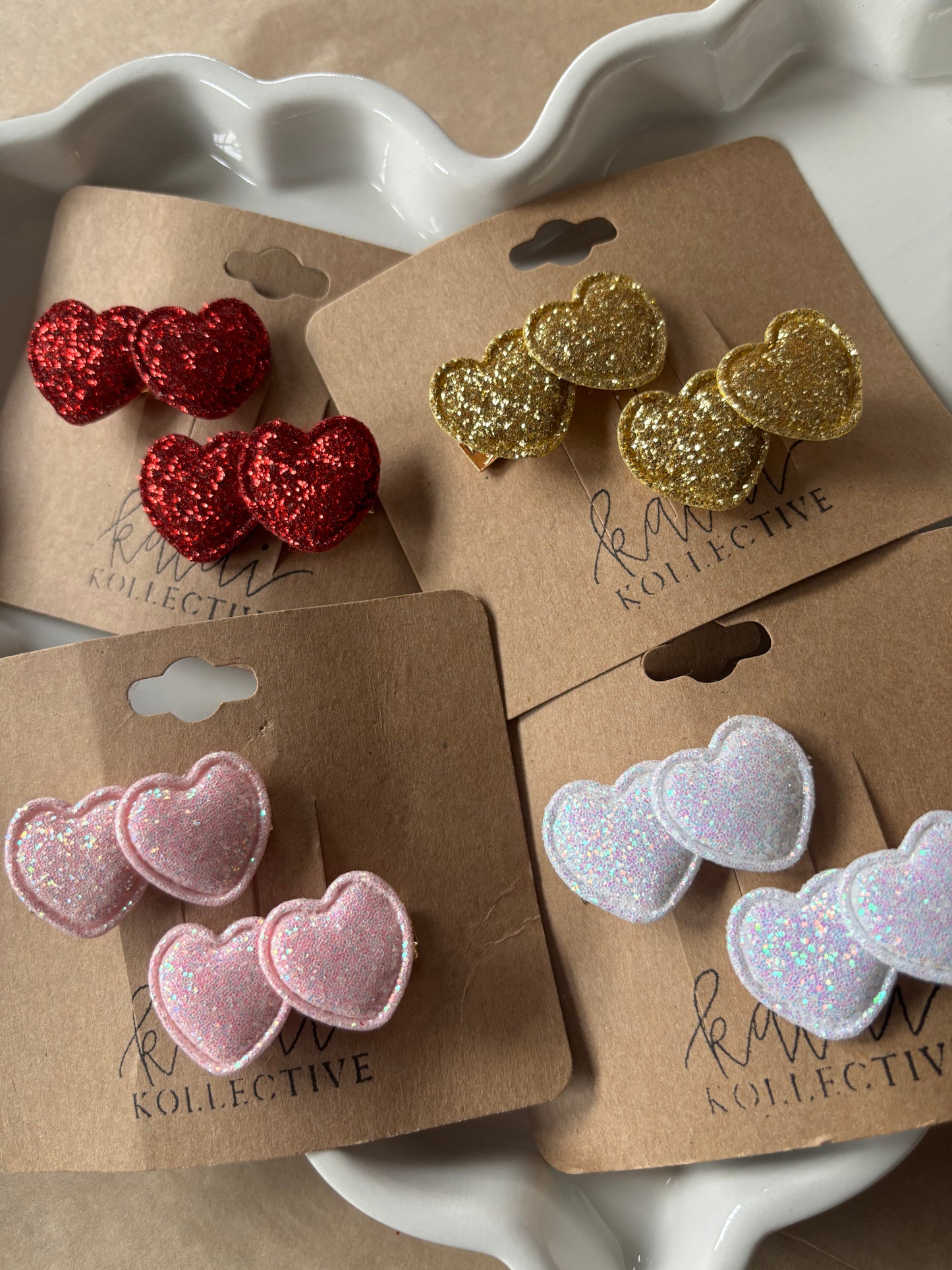 glittery heart hair clips // set of 2