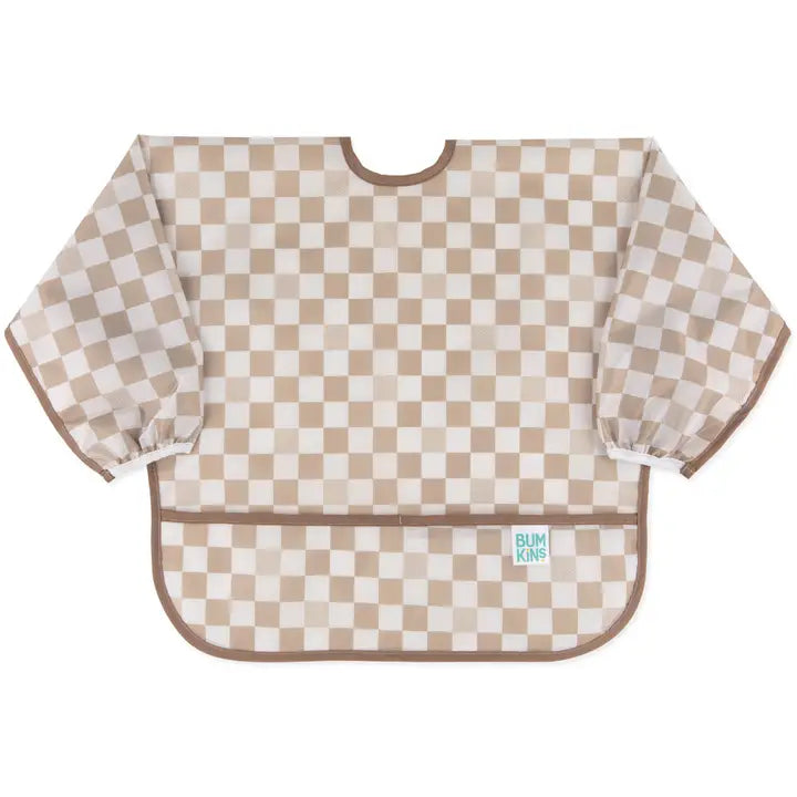 sleeved catch-all bib // sand checkered