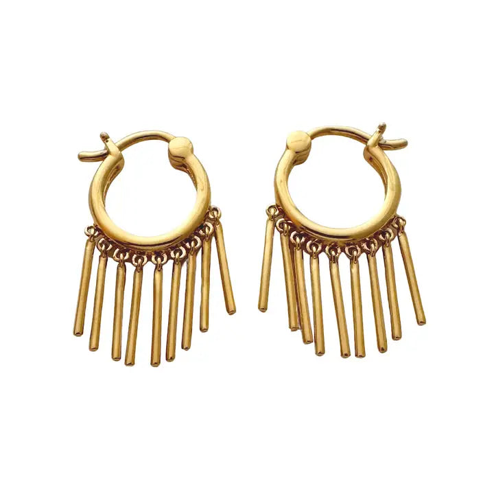 gold fringe hoop earrings
