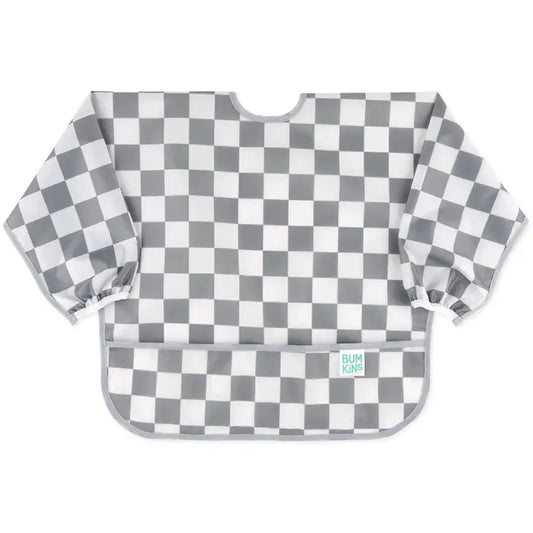 sleeved catch-all bib // charcoal checkered