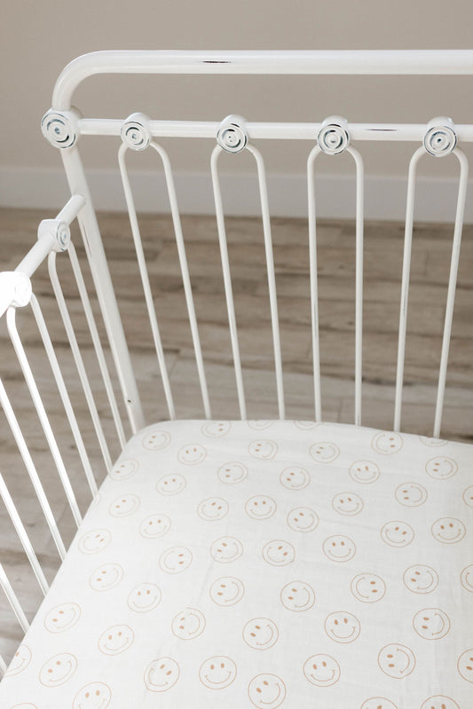 muslin crib sheet // ivory just smile