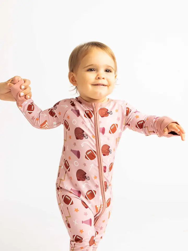 PINK gameday football bamboo pajamas // ZIPPY or LONG-SLEEVE TWO-PIECE