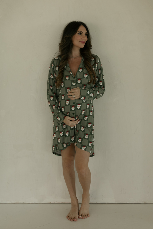 women’s bamboo sleeping dress // santa checkerboard (*comes in family matching*)