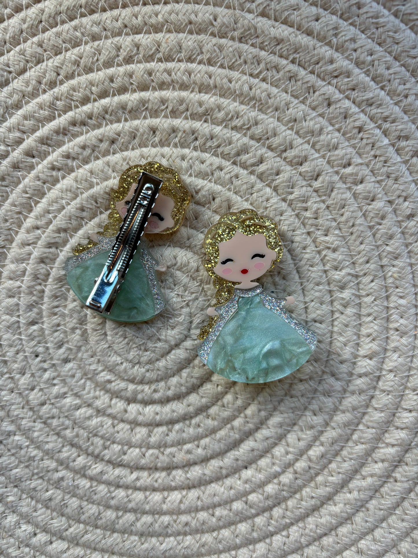 glittery ice princess hair clips // set of 2