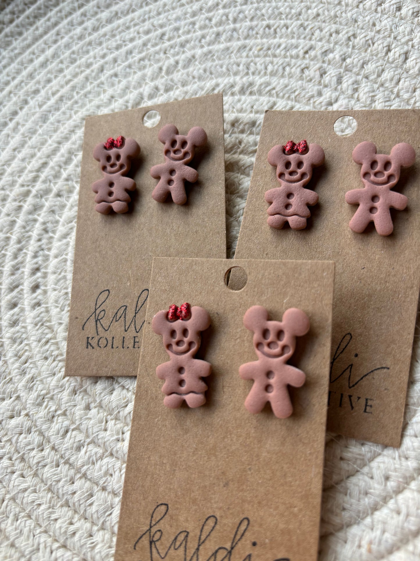 magical mouse gingerbread studs // handmade polymer clay earrings