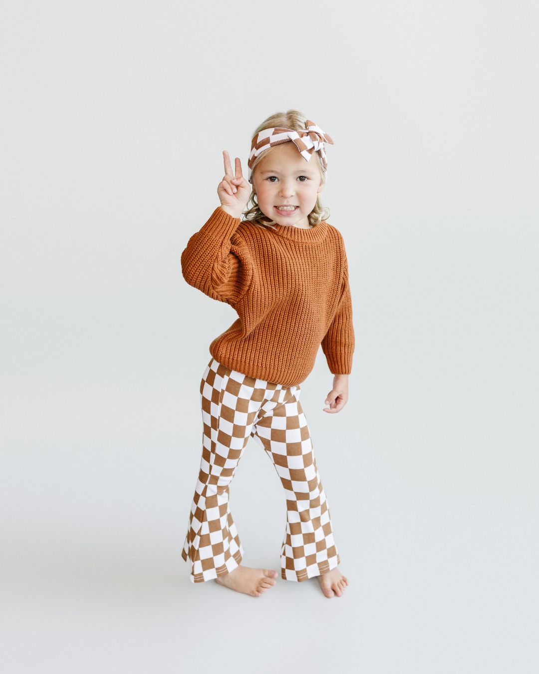 checkered flare pants // copper (*available in extended sizing up to 8/9*)