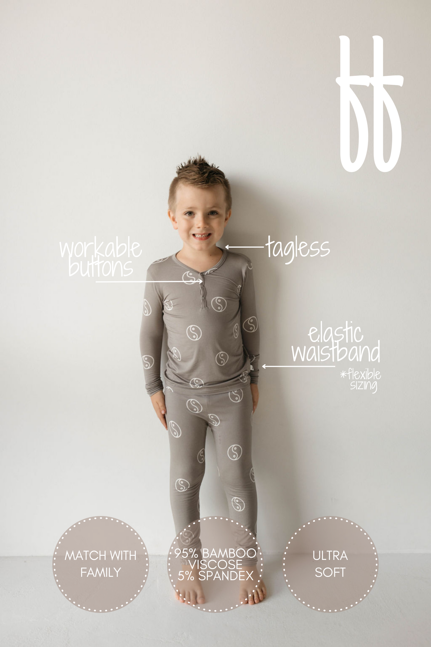 yin yang bamboo pajamas // LONG-SLEEVE TWO-PIECE SET (comes in extended sizing)